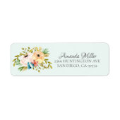 Mooie Pioenrozen Bloemen Retouradres Etiket (Voorkant)