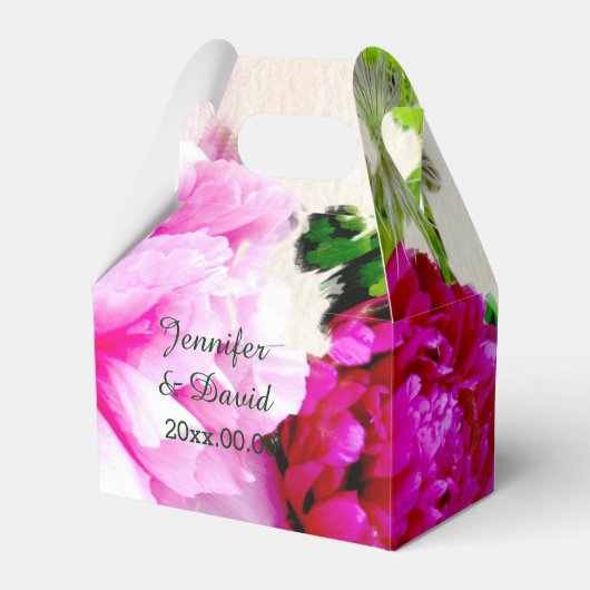 Mooie Pioenrozen Bruiloft Gable Favor Box Bedankdoosjes (Voorkant Zijde)