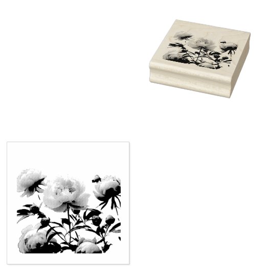 Mooie Pioenrozen Rubberstempel (Gestempeld)