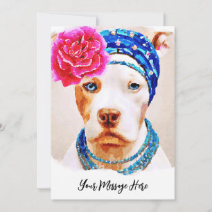 Mooie Pitbull Portret Fun Waterverf Art Bedankkaart