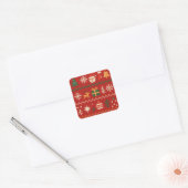 Mooie pixel art kerstpatroon vierkante sticker (Envelop)