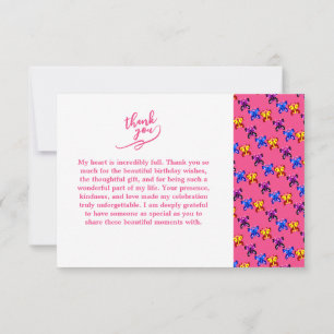 Mooie Pixel Vlinder Patroon Heet Roze Achtergrond Bedankkaart
