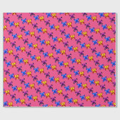 Mooie Pixel Vlinder Patroon Heet Roze Achtergrond Cadeaupapier (Vlak)
