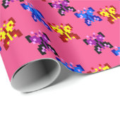 Mooie Pixel Vlinder Patroon Heet Roze Achtergrond Cadeaupapier (Rol Hoek)