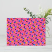 Mooie Pixel Vlinder Patroon Heet Roze Achtergrond Kaart (Staand voorkant)