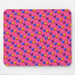 Mooie Pixel Vlinder Patroon Heet Roze Achtergrond Muismat