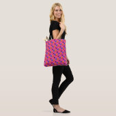 Mooie Pixel Vlinder Patroon Heet Roze Achtergrond Tote Bag (Op model)