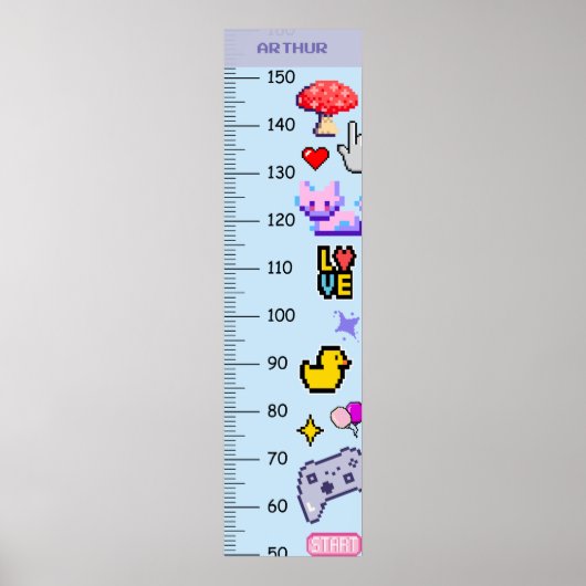 Mooie pixelart groeimeter in centimeters poster (Voorkant)