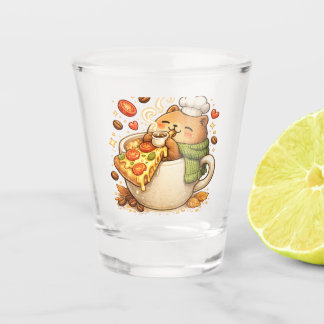 Mooie Pizza Beer T-Shirt | Kawaii Snelvoedsel Cart Shot Glas