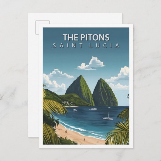 Mooie plaats de Pitons Saint Lucia Reizen Briefkaart (Voorkant / Achterkant)