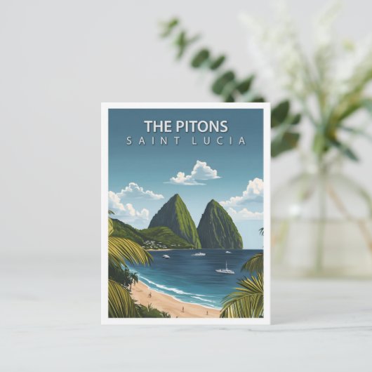 Mooie plaats de Pitons Saint Lucia Reizen Briefkaart (Staand voorkant)