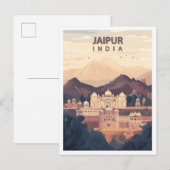 Mooie plaats Jaipur India Illustratie Reizen Briefkaart (Voorkant / Achterkant)