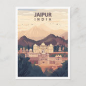 Mooie plaats Jaipur India Illustratie Reizen Briefkaart (Voorkant)