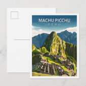 Mooie plaats Machu Picchu Illustratie Reizen Briefkaart (Voorkant / Achterkant)