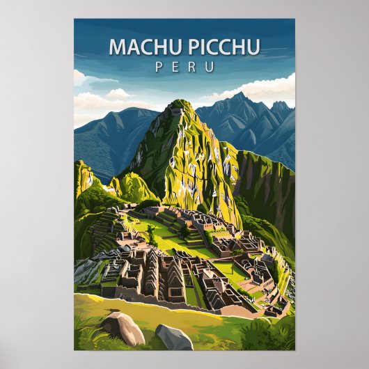 Mooie plaats Machu Picchu Illustratie Reizen Poster (Voorkant)