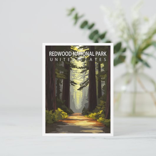 Mooie plaats Redwood National Park USA Reizen Briefkaart (Staand voorkant)