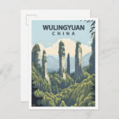 Mooie plaats Wulingyuan China Art Travel Briefkaart (Voorkant / Achterkant)