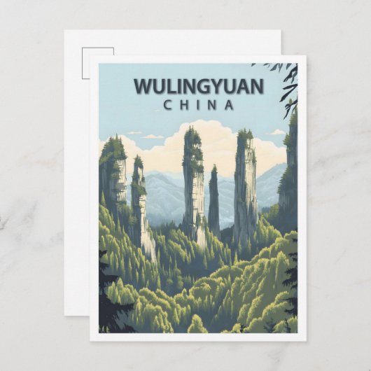 Mooie plaats Wulingyuan China Art Travel Briefkaart (Voorkant / Achterkant)