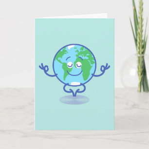 Mooie planeet Aarde mediteert op een vreedzame man Kaart