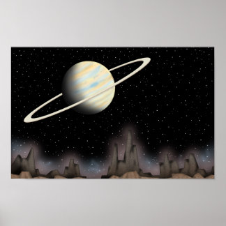 Mooie planeet die in de buitenruimte staat. poster