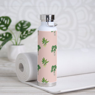 Mooie Plant Patroon Botanisch Roze Waterfles