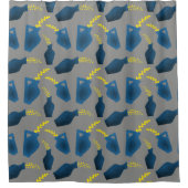 Mooie Planten in potten blauw, grijs en geel Douchegordijn (Voorkant)