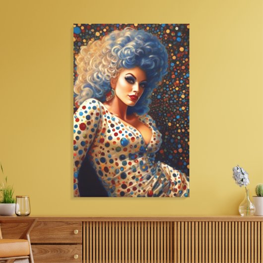 Mooie Platinum Bombshell Drag Queen Portret Canvas Afdruk (Insitu (Woonkamer))