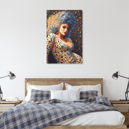 Mooie Platinum Bombshell Drag Queen Portret Canvas Afdruk (Insitu (Slaapkamer))