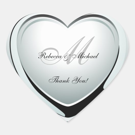 Mooie Platinum hart bruiloft dank u Sticker (Voorkant)