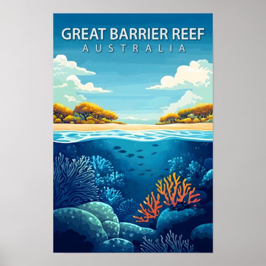 Mooie plek Great Barrier Reef Ausie Reizen Poster (Voorkant)