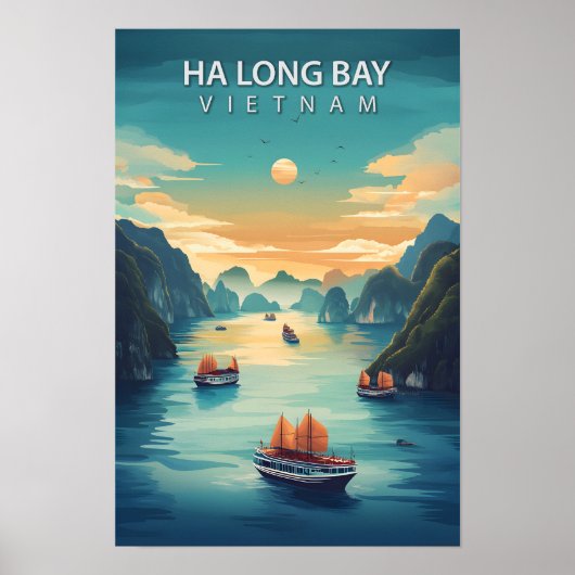 Mooie plek Ha Long Bay Vietnam Reizen Poster (Voorkant)