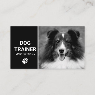 Mooie Pluizige Hond Foto Hondentrainer Zwart En Wi Visitekaartje
