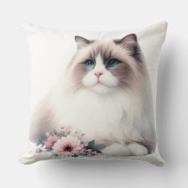 MOOIE PLUIZIGE RAGDOLL KAT MET BLOEMEN KUSSEN