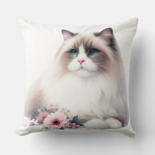 MOOIE PLUIZIGE RAGDOLL KAT MET BLOEMEN KUSSEN
