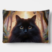 Mooie pluizige zwarte kat met gouden ogen etui (Voorkant)