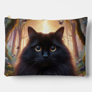 Mooie pluizige zwarte kat met gouden ogen etui