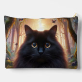 Mooie pluizige zwarte kat met gouden ogen etui (Achterkant)