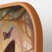 Mooie pluizige zwarte kat met gouden ogen pickleball paddle (Links Detail)