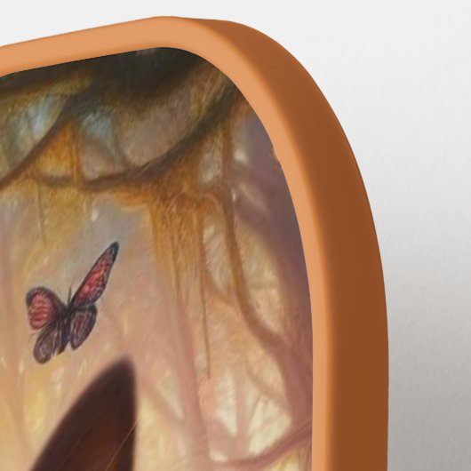 Mooie pluizige zwarte kat met gouden ogen pickleball paddle (Links Detail)