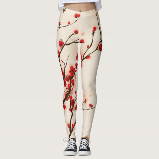 Mooie Plum Blossom in de Waterverf van het voorjaa Leggings