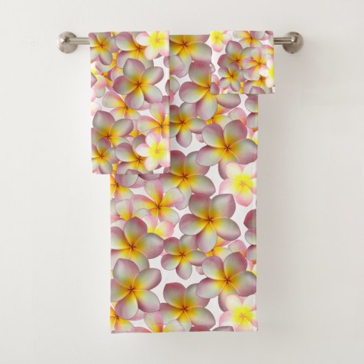 Mooie Plumeria Bloemen op Wit Bad Handdoek (Insitu)
