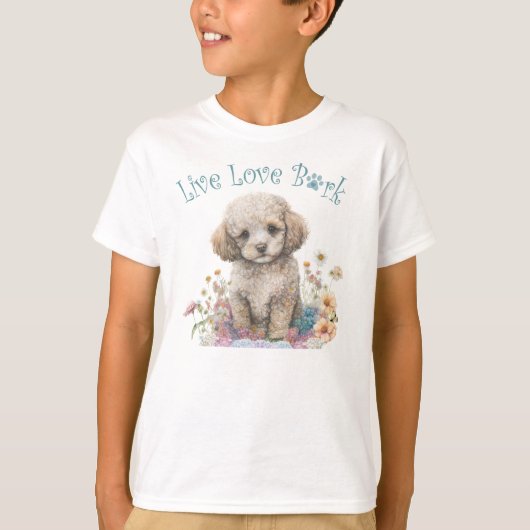Mooie Poedel Hond Bloemig T-shirt (Voorkant)