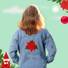 Mooie Poinsettia Bloem Denim Jacket