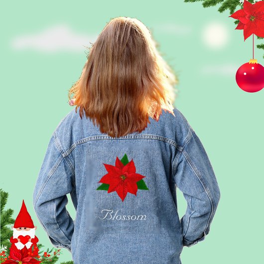 Mooie Poinsettia Bloem Denim Jacket
