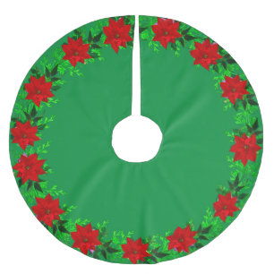 Mooie Poinsettia Bloemenslingers op Groen Kerstboom Rok