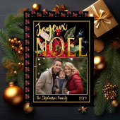 Mooie Poinsettia en bessen Joyeux Noël Feestdagenkaart