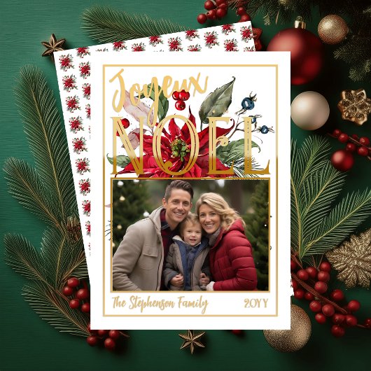 Mooie Poinsettia en Bessen Prettig Kerstfeest Feestdagenkaart