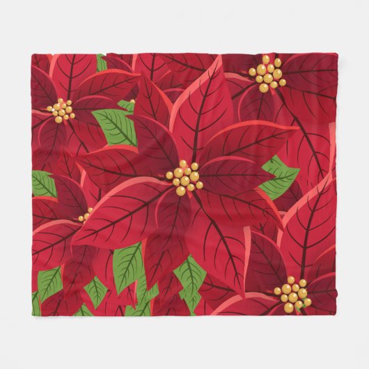 Mooie Poinsettia Fleece Blanket (Voorkant (Horizontaal))