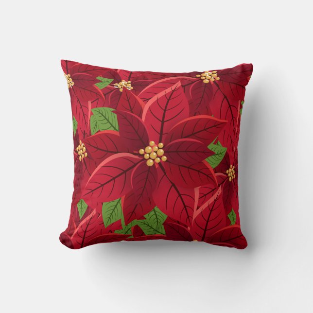 Mooie Poinsettia Fleece Blanket Kussen (Voorkant)
