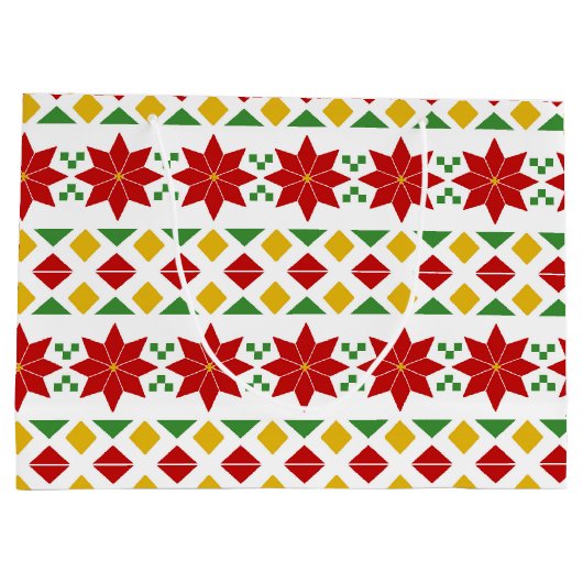 Mooie Poinsettia Gift Bag - Groot, glanzend Large Cadeautasje (Achterkant)